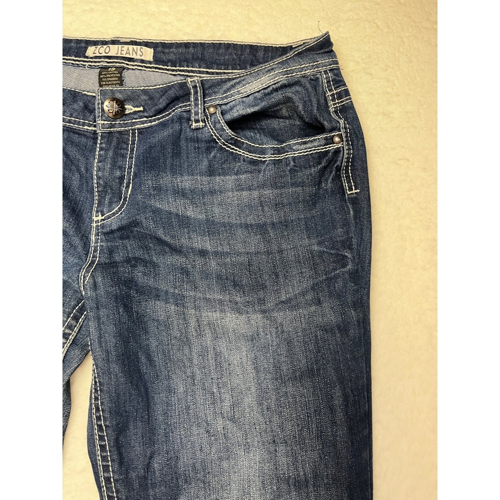 ZCO Jeans Denim Pants Womens 13 Blue Dark Wash Angel Wing Sequin Flare Low‎ Rise